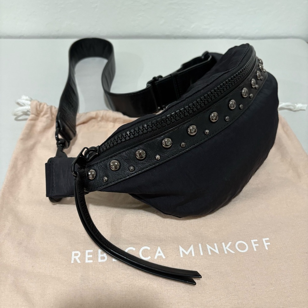 REBECCA MINKOFF Black Nylon Leather Bree Belt Bag